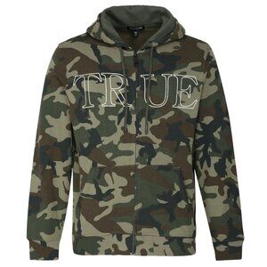 NEW True Religion Jacket Hoodie Camo Long Sleeve Full Zip Up Sweatshirt Size L